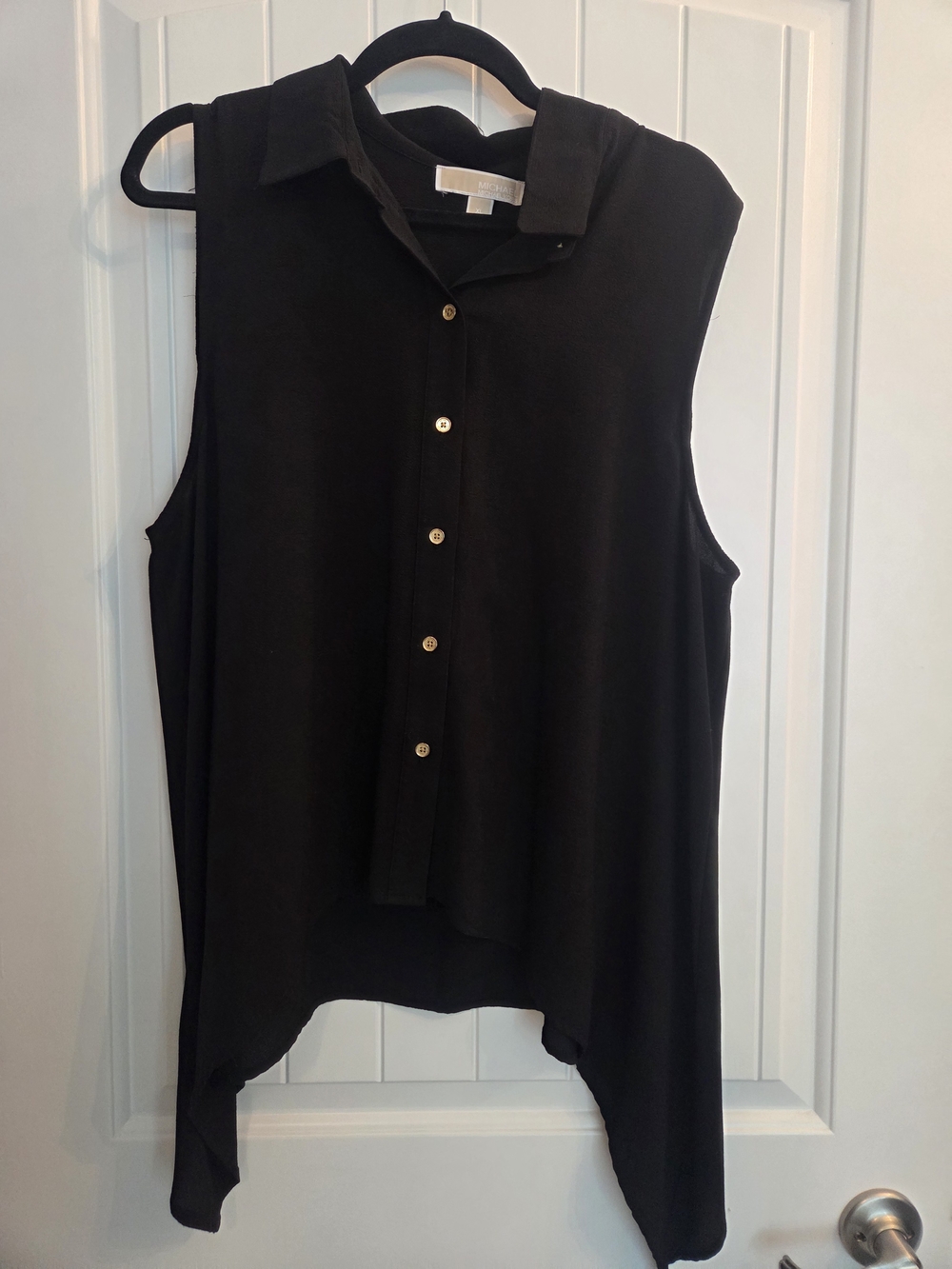 MICHAEL Michael Kors Sleeveless Button-Down Top — Black